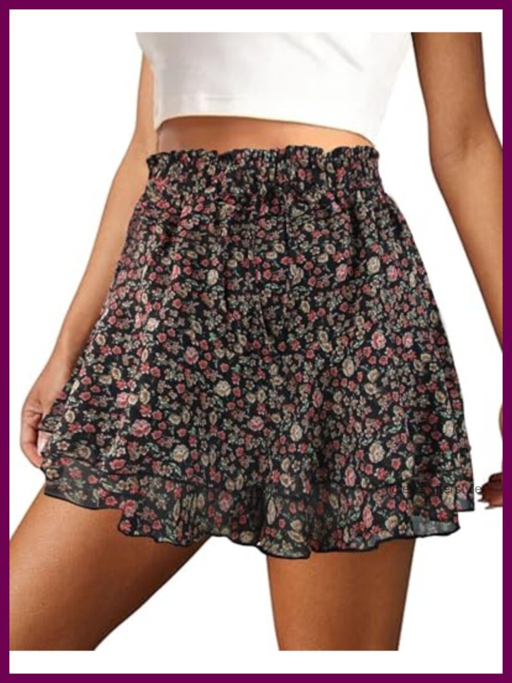Women's Chiffon Skort Floral A-Line Tiered Mini Skirt for Tennis